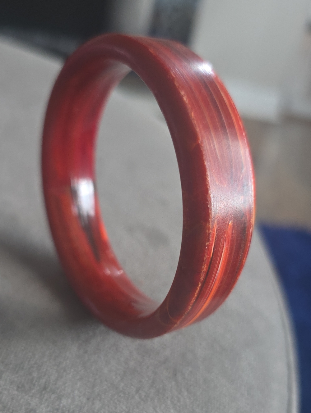 Vintage Red and Orange Resin Bangle Bracelet